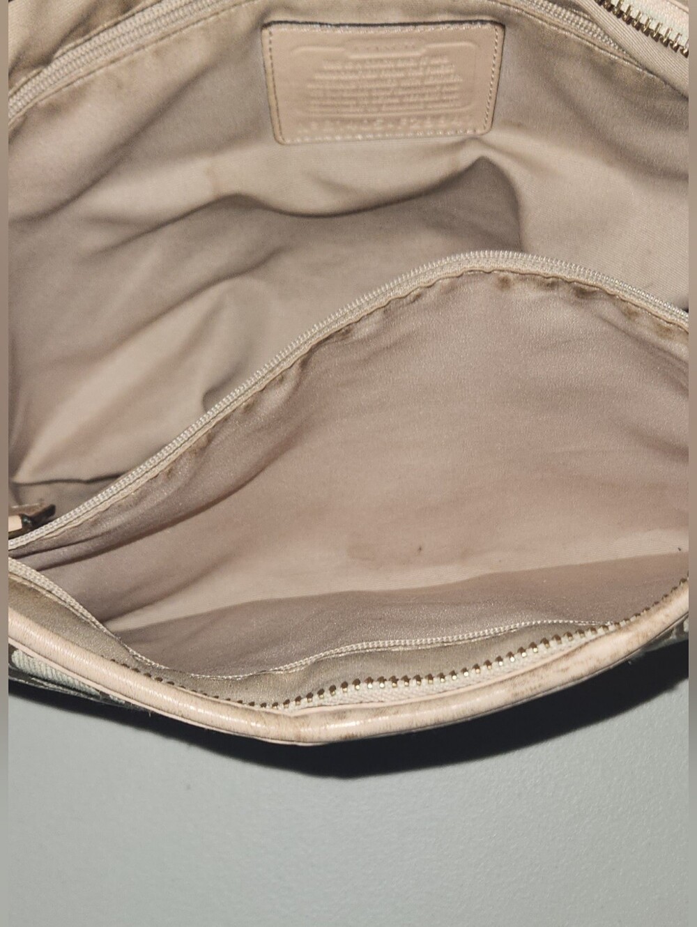 Coach Signature Green Stripe Hobo Canvas Bag - Picture 6 of 6